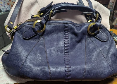 Bolso de hombro de cuero orYANY azul marino Foto 1 de 4