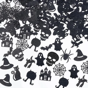 Halloween Black Table Confetti - 300Pcs Black Glitter Table Confetti Decorati... - Picture 1 of 6