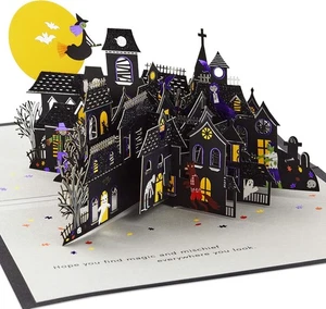 Hallmark Signatur Papier Wunder Halloween Pop Up Karte (Spukhaus), 1299HEH400 - Bild 1 von 5