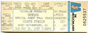GENESIS 1987 UNBENUTZTE KOSTENLOSE KONZERTKARTE - GIANTS STADIUM - PHIL COLLINS - Bild 1 von 1