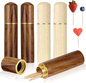 Giantree 4 Pcs Portable Wood Toothpick Holder, Mini Box Pocket... - Picture 1 of 7