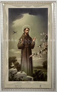 Tarjeta de oración devocional cerrada de plástico vintage de San Francisco de Asís A Prayer of San Francisco de Asís - Imagen 1 de 2