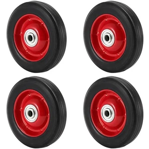 4 Pack 5 x 1.5 Inch Solid Rubber Wheel, Flat Free Rubber Tire with Ball Beari... - Picture 1 of 6