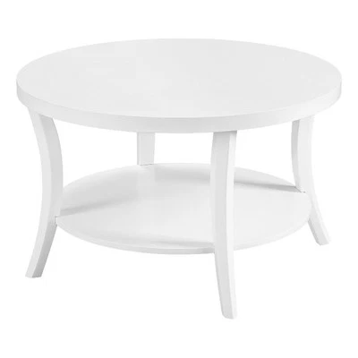 Mesa de centro redonda con estante de madera blanca Convenience Concepts Charleston Foto 1 de 4