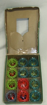 Antiguo juguete de plástico Tinklee jaula giratoria giratorio adorno de Navidad años 50 Foto 1 de 4