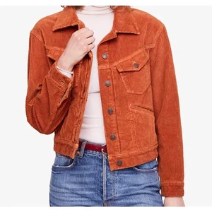 Free People Nelson Studded Corduroy Trucker Jacket Women's L Burnt Orange - Picture 1 of 11