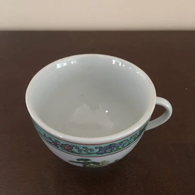 Vintage 1950s Jingdezhen Chinese Porcelain Tea Cup with Hand-Painted Scenes - Image 1 of 4
