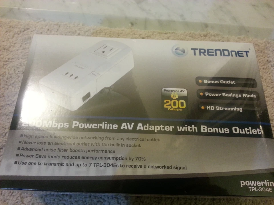 TRENDnet TPL-304E Powerline AV Adapter W/ Bonus Plug Up to 200Mbps - Image 1 of 1