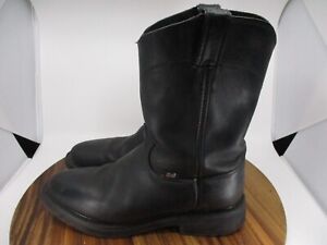 Justin Mens Boots Size 10 D Black Leather Work Double Comfort Round Toe