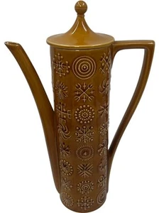 Portmeirion Brown Ceramic Coffee Pot with Geometric Design Pattern T2247 SC22 - Picture 1 of 11
