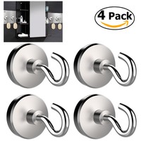 4pcs Strong 40LB Magnetic Hooks Heavy Duty Neodymium Hanging Hook Set