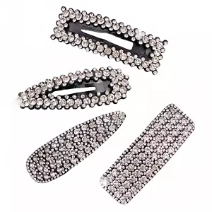 4PCS Large XL Diamante Rhinestone Crystal Snap Hair Clip Decorative Accessory fo - Picture 1 of 12