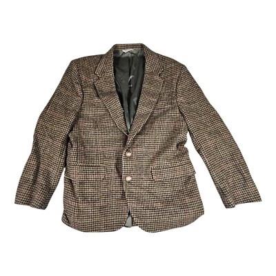 Abrigo Chaqueta Blazer Hombre Orvis Marrón A Cuadros 100% Lana Acolchado 44R Ver Fotos Foto 1 de 4