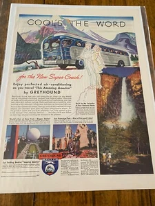 Vintage 1940 Greyhound Air Conditioned Bus Cool's The Word ad - Picture 1 of 1