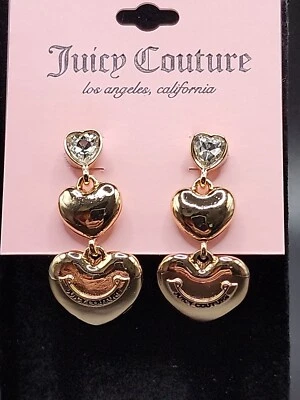 Pendientes Corazón Juicy Couture Tono Dorado Estrás Logo Gota Foto 1 de 4