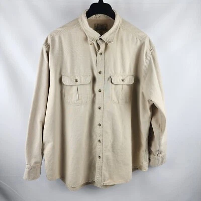 Cabelas Shirt 2XL VTG Ivory Deerskin Soft Chamois Heavyweight Work  - Image 1 of 4