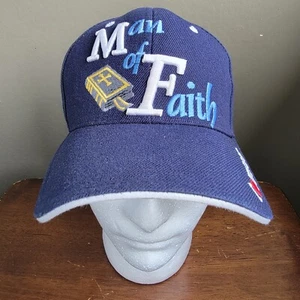 Bible Man of Faith I ❤️ Jesus God Blue Embroidered Cap Hat Christian - Picture 1 of 8