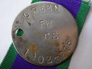 GSM Palestine 1945-48 clasp relic 4/7 Dragoons dogtag only - GREEN 19023248 - Picture 1 of 1