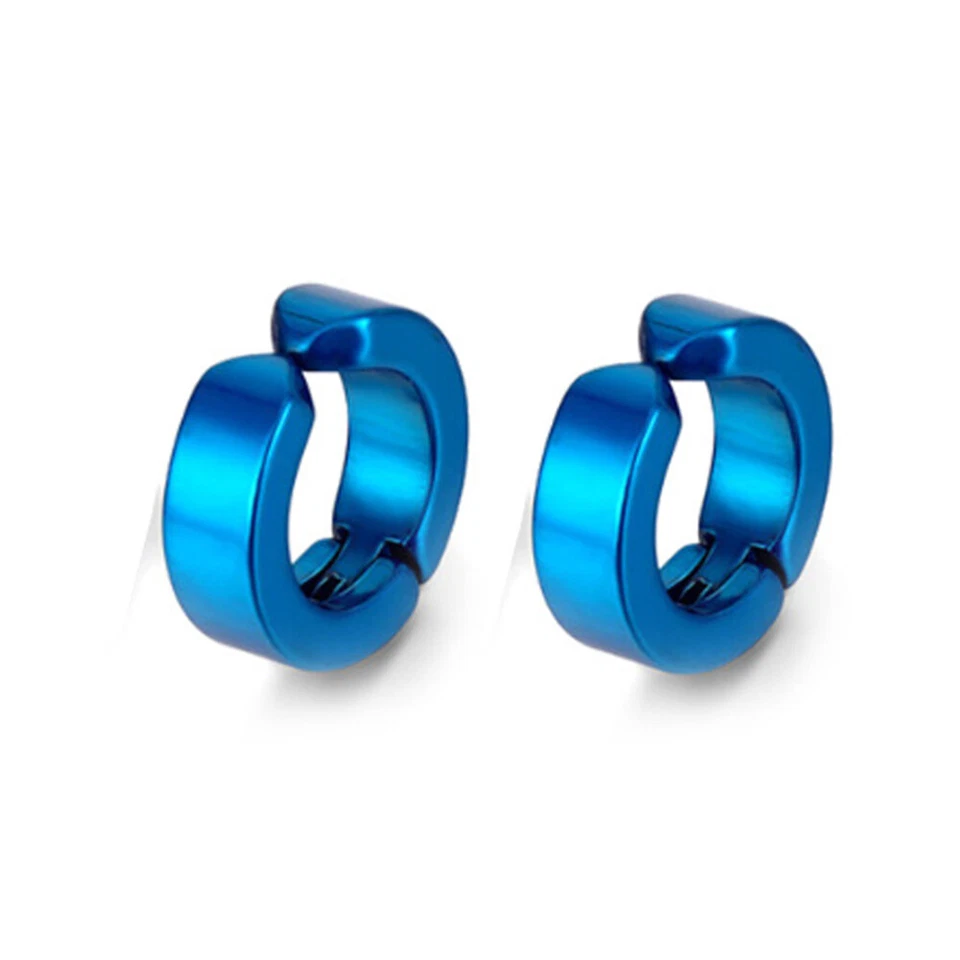 2PCS Non-Piercing Fake Ear Stud Cuff Hoop Earrings Stainless Steel for Men Women Foto 1 de 1