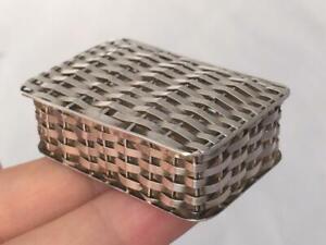 Rare Vintage Solid Sterling Silver Woven Pill Box c.1978(R3232)