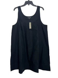 J Crew Scoop Neck Shift Dress XXL Black Cotton Poplin Swingy Sleeveless Mini - Picture 1 of 8