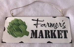 Farmers Market Sign Vegetable Tin Rustic Farmhouse Country Farm - Picture 1 of 1