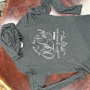 Ripcurl Womens Long sleeve grey marble hooded t-shirt flocked print size 16 - Picture 1 of 1