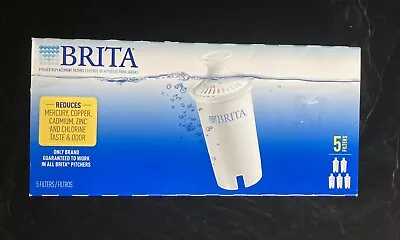 BRITA 5 FILTER PACK / PITCHER REPLACEMENT FILTERS.  NEW SEALED IN BOX, WHITE - Image 1 of 4