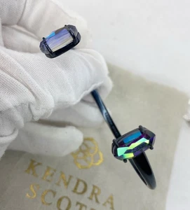 Kendra Scott Elton Cuff Bracelet Gunmetal & indigo Dichroic , Retired  - Picture 1 of 8