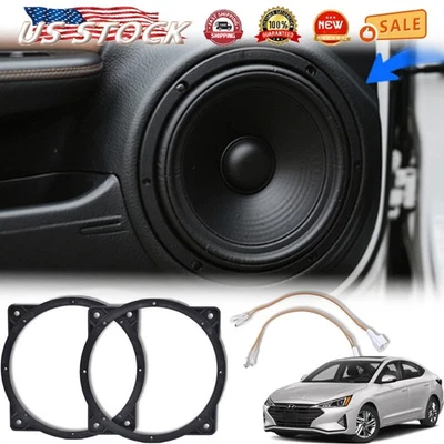 6.5英寸-6.75英寸立体声扬声器安装垫圈适配器带电线套装适用于起亚现代美国 — 第 1/4 张图片