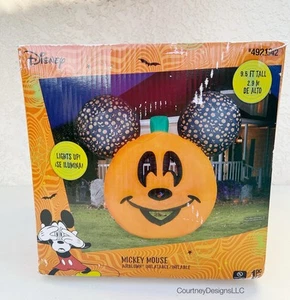 Disney 9.5 ft Halloween Mickey Mouse Jack O Lantern Pumpkin Inflatable USED - Picture 1 of 7