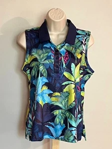 Polo attiva senza maniche Tommy Bahama donna M floreale elasticizzata golf outdoor nuova - Foto 1 di 8