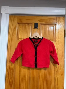 Vintage Gymboree Red Toggle Cardigan Medium Black Trim Scotty Dog Holiday - Picture 1 of 7