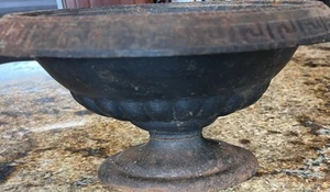 Vintage Wilton schwarz Gusseisen griechischer Sockel Schale Pflanzgefäß - Bild 1 von 11