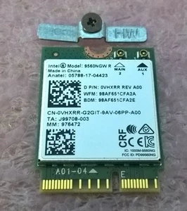 Dell Inspiron 5591 Intel Wireless 9560NGW Dual Band Wi-Fi Bluetooth Card 0VHXRR - Picture 1 of 4