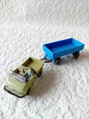 1/87 Modellauto Wiking Unimog 411 mit Anhänger, Umbau Eigenbau - Bild 1 von 4