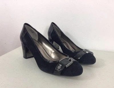 Anne Klein Black Leather Pumps Heels Womens 9.5 - Image 1 of 4