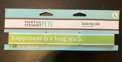 ¡NUEVO! Collar para perro Martha Stewart Pets Green Happiness is a long walk L 19-16 pulgadas Foto 1 de 2