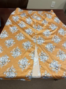 Loft Floral Skirt Large Petite Mustard Gold Floral Button Front Slit Detail Euc - Picture 1 of 5