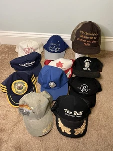 11 Vintage Hat Lot Cowboys Music West Virginia Truckers Snapback 70s 80s 90s USA - Picture 1 of 11