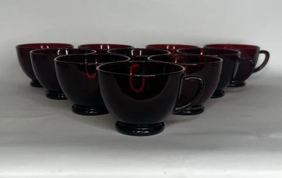 ELEGANT!! SET OF 10!! Anchor Hocking Royal Ruby punch cups! 1939-1967 - Image 1 of 4
