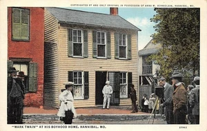 Mark Twain At His Boyhood Home, Hannibal, Missouri ca 1940s Vintage Postcard - Bild 1 von 1