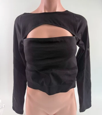 Victoria's Secret ROSA Manga Larga Cuello Redondo Recortado Top Negro XXL NUEVO CON ETIQUETAS Foto 1 de 4