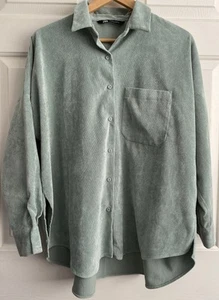 ZARA Cord Casual Shacket Oversized Hemdjacke grün Ment Gr. L leicht - Bild 1 von 9