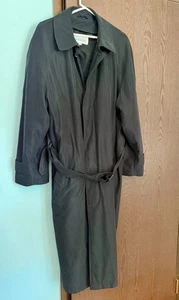 Joseph Feiss Trench Coat Black Cotton Blend Removable Lining Mens Sz 40 Regular - Picture 1 of 5