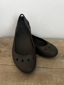 Crocs Chocolate Brown Ballet Flats Kadee Comfort Slip On Shoes Womens Size 11 - Picture 1 of 9