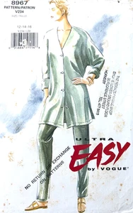 Vogue Vintage Pattern 8967 by KOKO BEALL Misses Tunic Top & Pants Sizes 12 14 16 - Picture 1 of 3