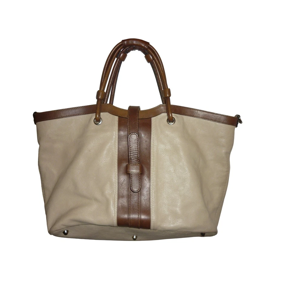 Bolso de Mano Marco Buggiani Chic Mujer Beige Marrón Cuero Asa Superior Bolso de Hombro Foto 1 de 4