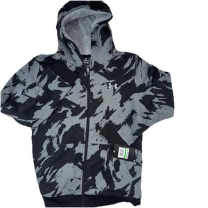 Under Armour Boys Outdoor Plume Wave Zip-Up Hoodie Black & Gray Size Large NWT - Picture 1 of 6