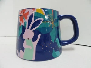 Starbucks Coffee Mug 2020 Bunny Rabbit Triangle Shape Wide Base Floral 14 Oz - Picture 1 of 5